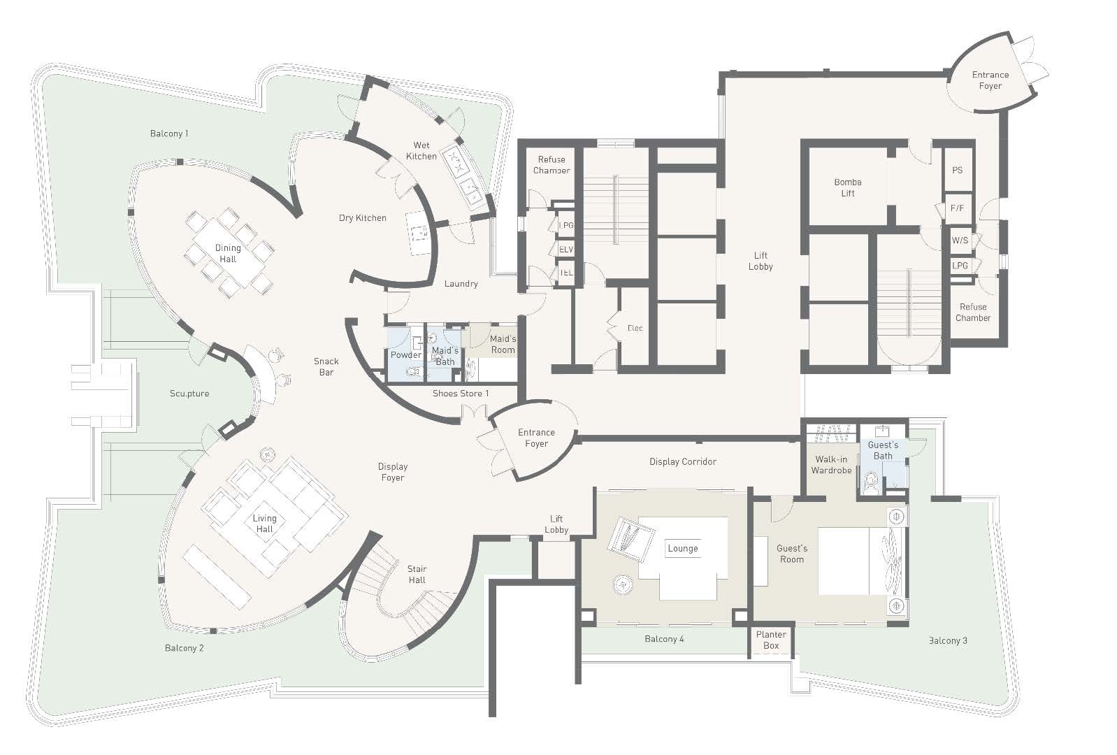 Cappella Embassy triplex penthouse reference plan 1