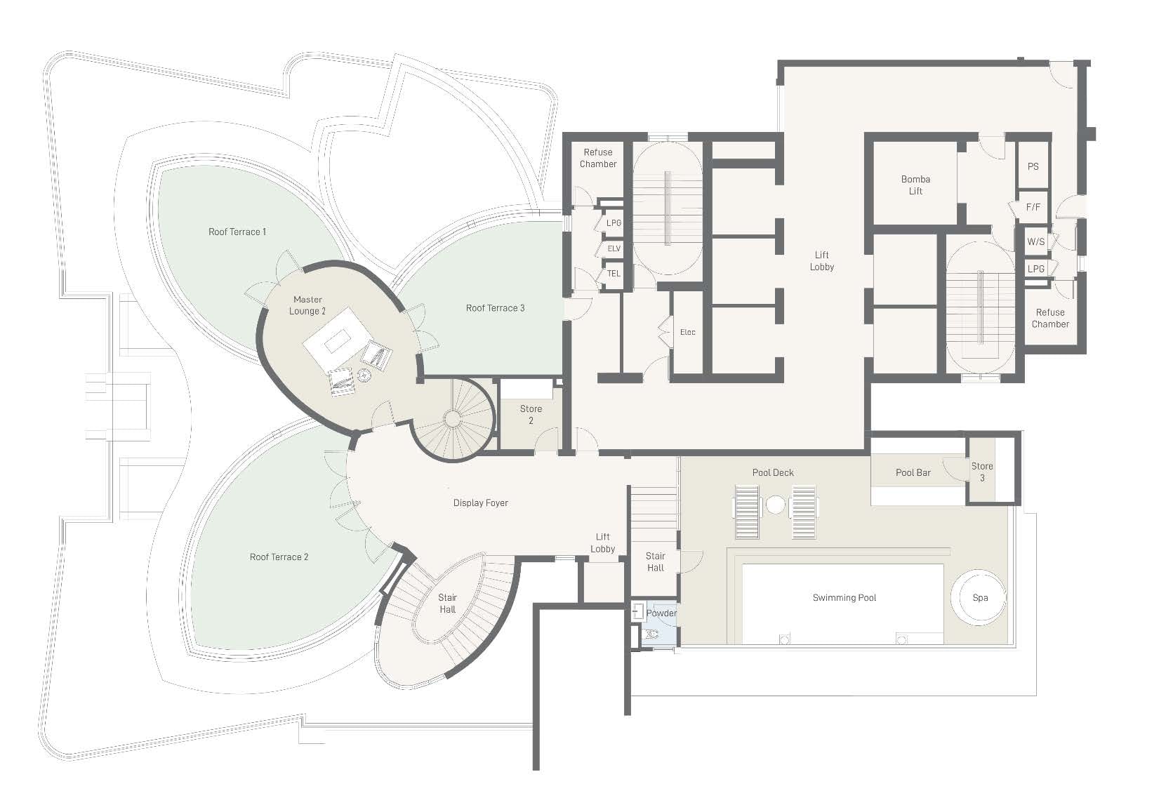Cappella Embassy triplex penthouse reference plan 3
