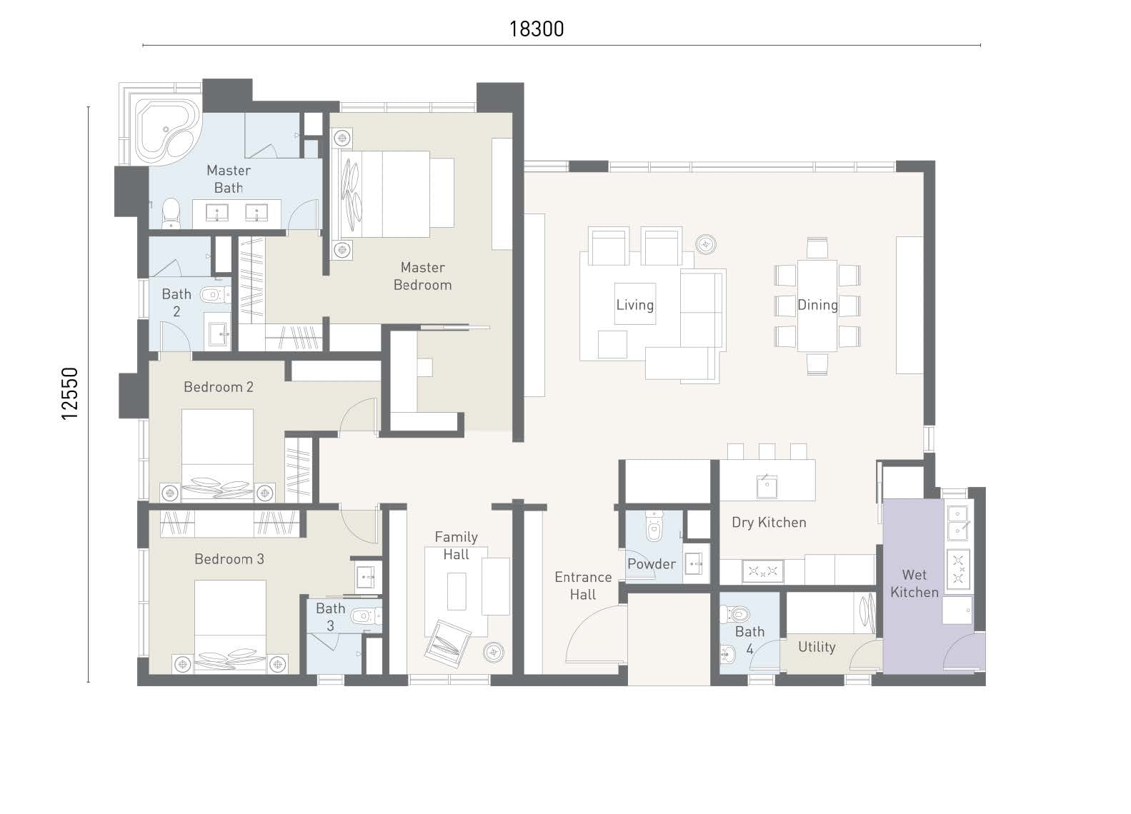 Type A1 — 2,260 sq ft reference floor plan