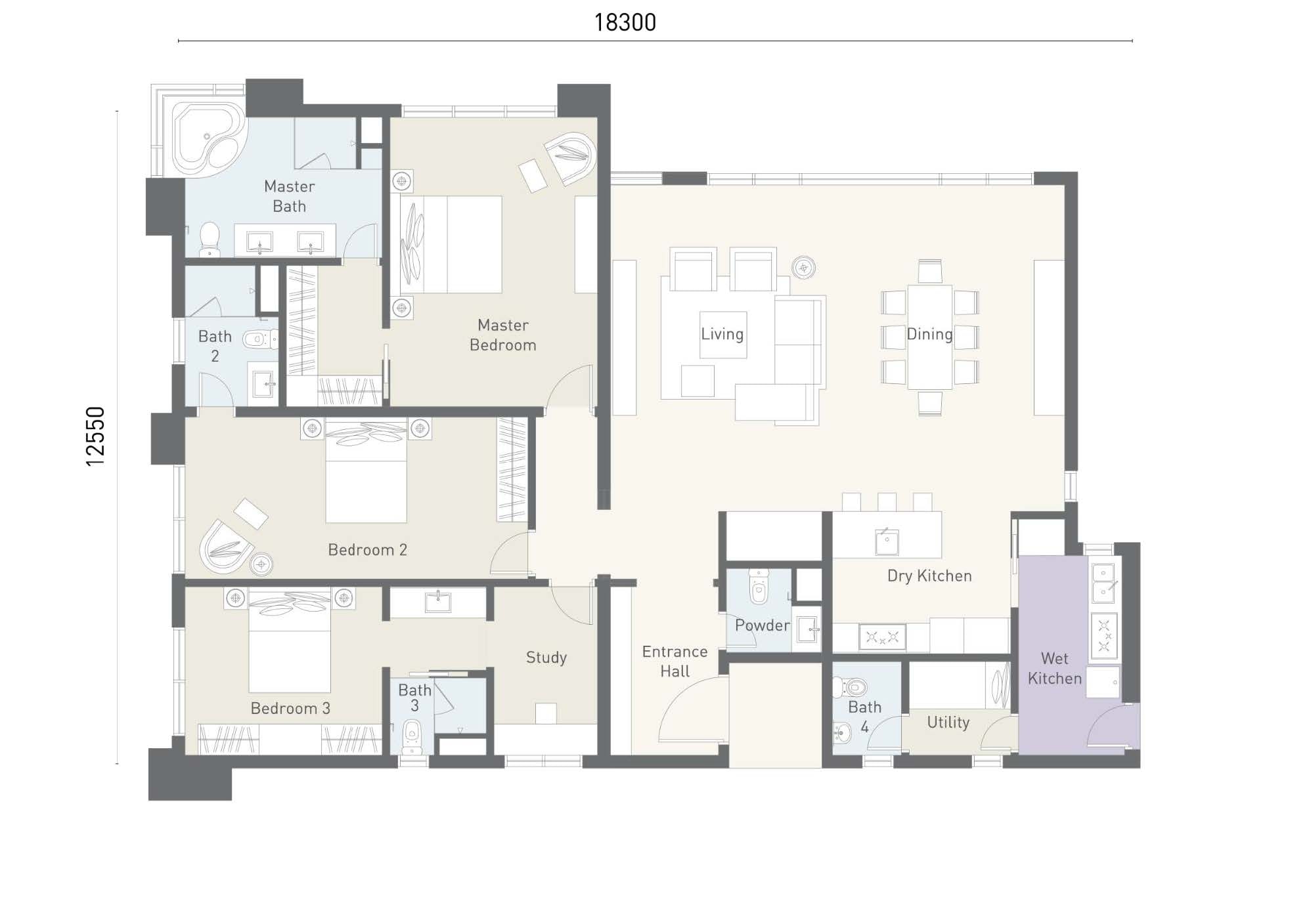 Type A2 — 2,260 sq ft reference floor plan