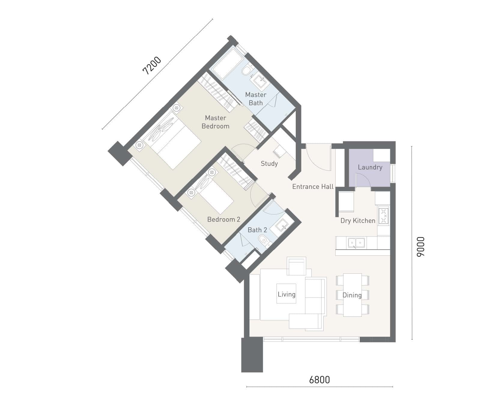 Type D1 — 1,152 sq ft reference floor plan